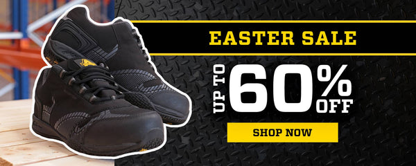 Promotional image for an Easter sale with up to 60% off and a 